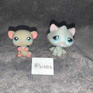 RARE cat#177 mouse#80 Littlest pet shop authentic lps bundle set